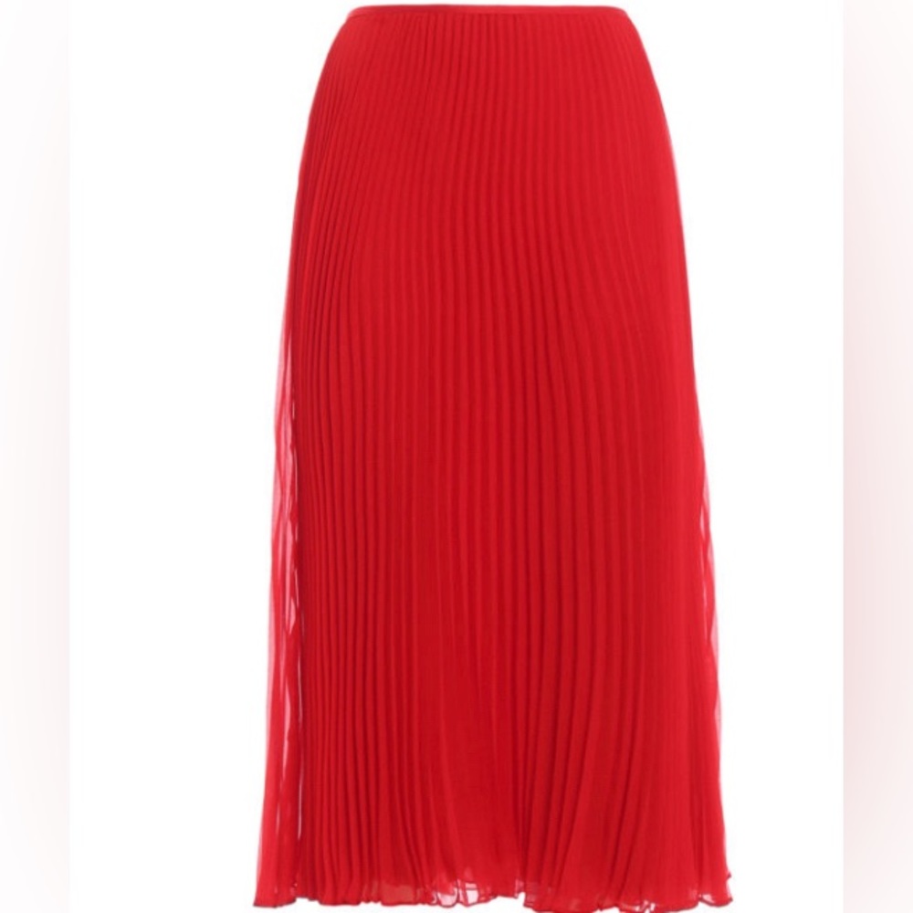 Lauren Ralph Lauren Pleated Red Midi Skirt | Size 4